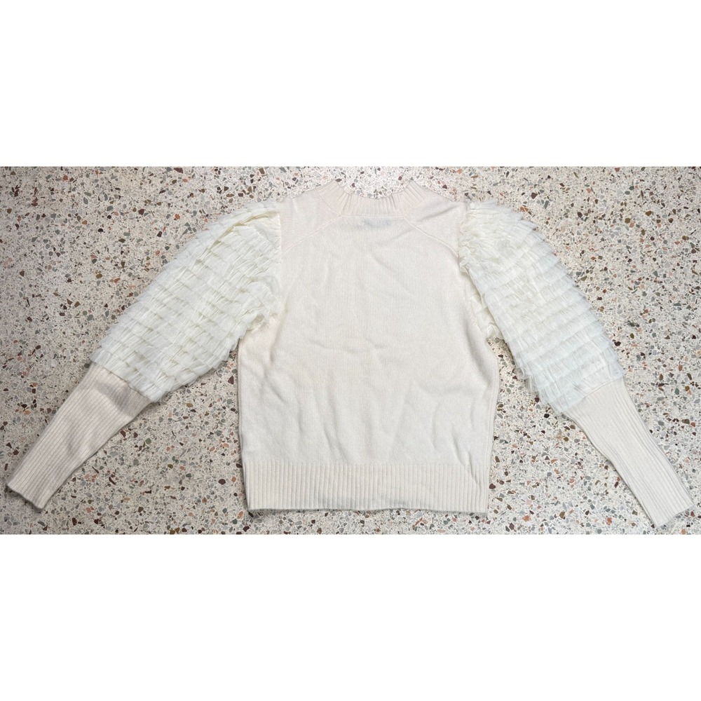 Sea New York Women's Ivory Ruffled Arms Long Sleeve Sweater Size Small - Picture 10 of 10